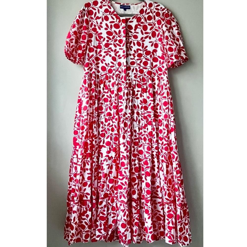 Ro's Garden Daphne Midi Dress Okari Red Floral Maxi Dress in Women's Large - Picture 2 of 5